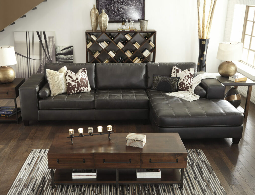 Ashley Nokomis Sofa Chaise Sectional Charcoal ALine Furniture