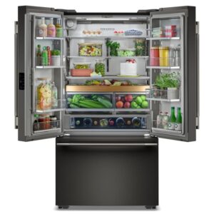 KITCHEN AID KRFC236SBE BLACK STAINLESS STEEL REFRIGERATOR INTERIOR